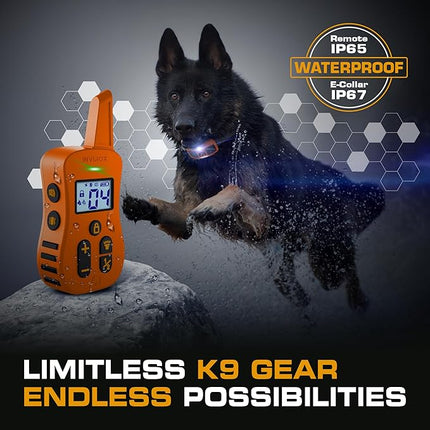 INVIROX Dog Shock Collar [Ultra K9] 124 Training Levels, 4 Powerful Modes with Night-Light and ¾ Mile Range 100% Safe Dog Training Collar for Large Dogs IP67 Waterproof
