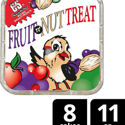 C&S Fruit n’ Nut Suet Treat, Suet Cakes for Wild Birds Including Robins, Blue Jays, Bluebirds, Tanagers, Thrushes and More, 8 Pack