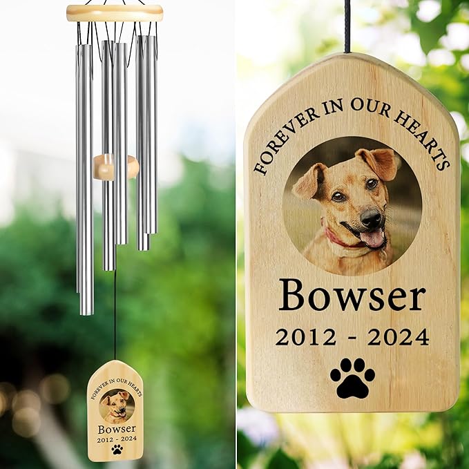 Pet Memorial Gifts, Personalized Pet Memorial Wind Chimes, Pet Loss Gifts, Dog Memorial Gifts for Loss of Dog, Pet Loss Sympathy Gift, Pet Remembrance Gift, in Memory of Pet - Forever in Our Hearts