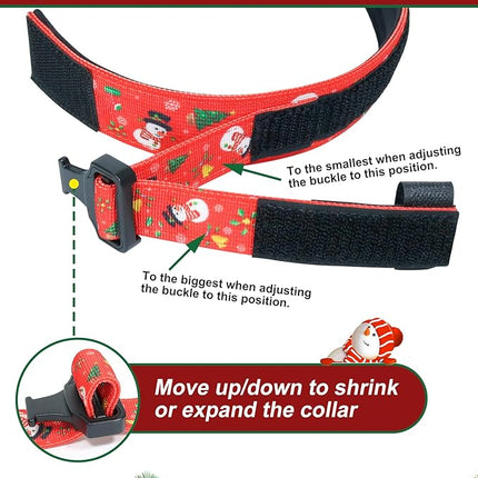 Hotsky Christmas Tactical Dog Collar, Adjustable Military Training Xmas Collar with Handle and Have Duty Metal Buckle for Medium Large Dogs, with Airtag Holder and 2 Patches(Christmas Red,M)