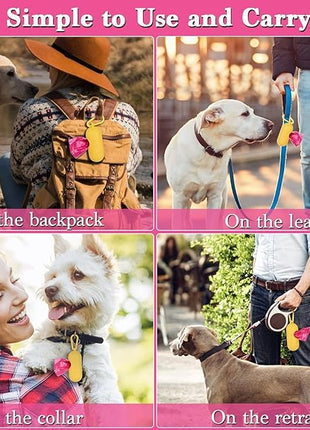 Biodegradable Dog Poo Bags with Holder-240 Large Poop Bags, Corn Starch Blended Compostable Bag, Extra Thick Strong Leak Proof Waste Bag for Dogs (Pink)