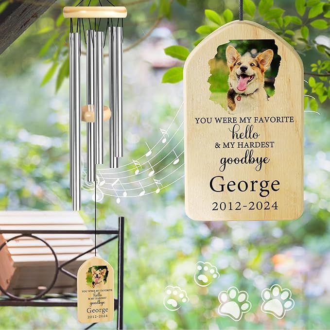 Pet Memorial Wind Chimes, Personalized Pet Memorial Wind Chime, You Were My Favorite, Medium Size, Sentimental Style, Aluminum Material, Funeral Occasion