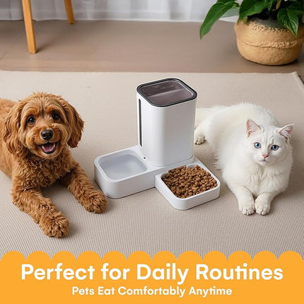 Automatic Feeder for Dogs and Cats - Gravity Feeder Bowl - Pet Water Dispenser -12.5 x 12.5 x 12.2 inches - Self-Feeding Food Dispenser for Small to Large Pets - Dry Food Station