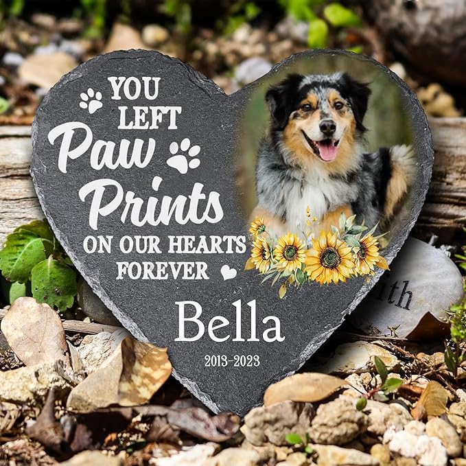 Gabita Custom photo Dog Memorial Stone, Pet Memorial Gifts for Dogs, Dog Memorial Stone, Personalized Pet Grave Markers Headstone Cemetery Decorations for Pet