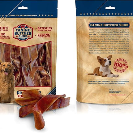 Pig Ears Strips for Dogs Made in USA, Sourced in USA Pig Ears Slivers, Natural, Small-Medium-Large Dog Chew Treat (1 lb)