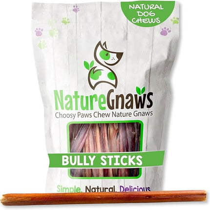Nature Gnaws Large Bully Sticks for Dogs 11-12" (5 Count) - Thick Long Lasting for Aggressive Chewers and Large Dogs - Natural Beef Dog Chew Bones
