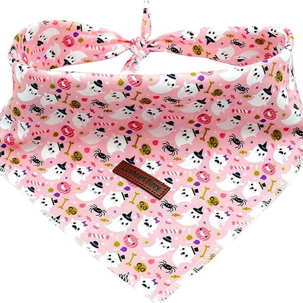 Lionheart Glory Fall Plaid Dog Scarf - Washable, Soft, Square, Adjustable Bandana for Medium to Large Dogs - Halloween Theme