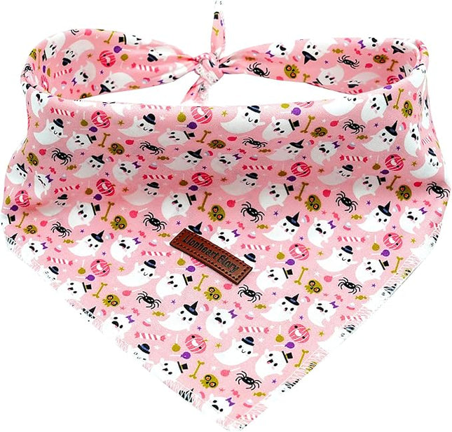 Lionheart Glory Fall Plaid Dog Scarf - Washable, Soft, Square, Adjustable Bandana for Medium to Large Dogs - Halloween Theme