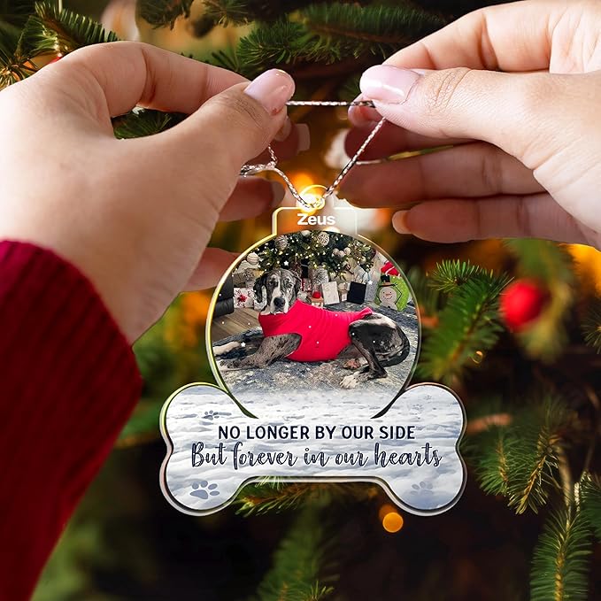 Pavo Acrylic Ornament, Forever in My Heart - Personalized Pet Memorial Photo Ornament, Custom Pet Memorial Keepsake, Perfect Christmas Memorial Gift for Pet Lovers, Dog Mom, Cat Mom (Loss of Dog)