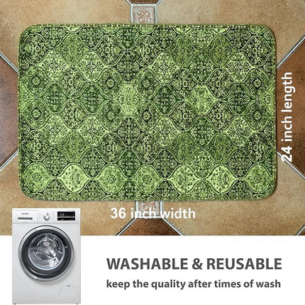 nunubaby Washable Pee Pads for Dogs, Stylish, Non-Slip and Leak-Proof Pee Pads. Reusable Potty Pads for Dogs for Crates and Floors.(Green/Multi, 24" x36" )