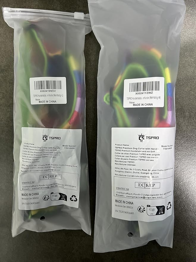 TSPRO Premium Dog Collars Tactical Dog Collar with Handle and Heavy Duty Quick-Release Metal Buckle Durable Thick and Adjustable for Medium to Large Dogs (Gradient Multi-Colored M)