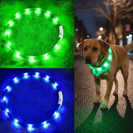 Light Up Dog Collar, Rechargeable Glowing Dog Collar, Light Dog Collar for Night Walking with 1640 FT of Visibility - Brightest LED Dog Collar Light, 3 Flashing Modes, Keeps Your Pets Safe in The Dark