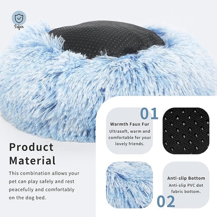 nononfish Puppy Beds for Small Dogs Washble 19 Inches Extra Small Anti-Anxiety for Calming Dog Doggie Bed Luxury Gradient Blue
