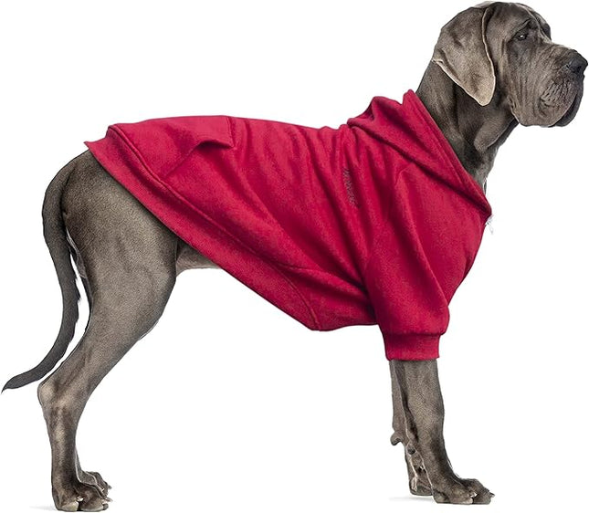 Large Dog Zipper Hoodies Clothes Zip Up Sweaters for Pitbull Labrador, Red, 4X-Large