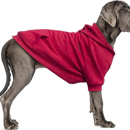 Large Dog Zipper Hoodies Clothes Zip Up Sweaters for Pitbull Labrador, Red, 3X-Large