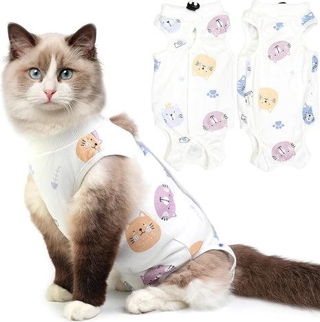 Cat Recovery Suit for Spay Abdominal Wounds, Breathable Cat Onesie for Cats After Surgery Female, Kitten Surgical Recovery Suit Female Cone of Shame Alternative for Cats Anti Licking