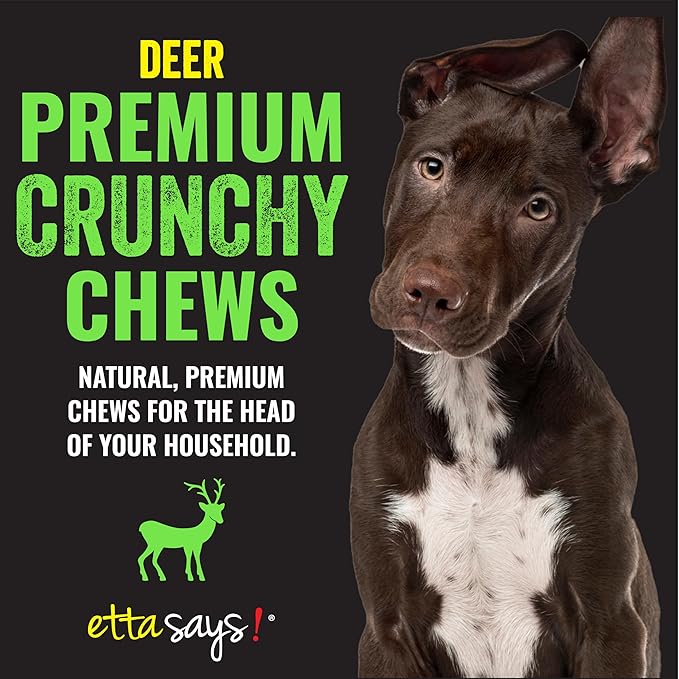 etta says! Premium Crunchy 7" Deer Dog Chews - Grain-Free Dog Treats, Good for Teeth, Easy to Digest - Made in The USA (20 Count Pack of 1)