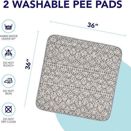 PUPIBOO Washable Pee Pads for Dogs and Cats - Super Absorbent Reusable Puppy Training Pads - 100% Waterproof, Leak-Proof & Non-Slip Whelping Pads for Pet Housebreaking