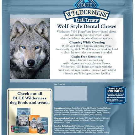 Blue Buffalo Wilderness Wild Bones Grain-Free Dental Chews Dog Treats, Medium, 10-oz Bag