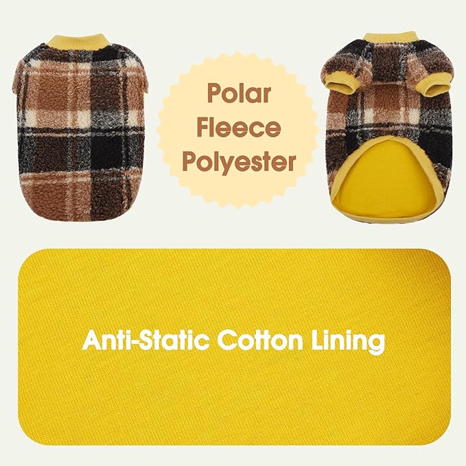 DENTRUN Cat Sweater Winter Clothes - Plush Fleece Coat with Cotton Lining, Anti-Static, Front Legs Kitten Pajamas, Stretch Ribbed Cuffs for Warmth, Cozy Christmas Outfit for Small Medium Large Cats