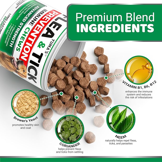 (2 Pack) Flea and Tick Prevention for Dogs Chewables - Natural Dog Flea and Tick Treatment Chewable Supplement - Oral Pills - All Breeds & Ages - Soft Chews - Made in USA