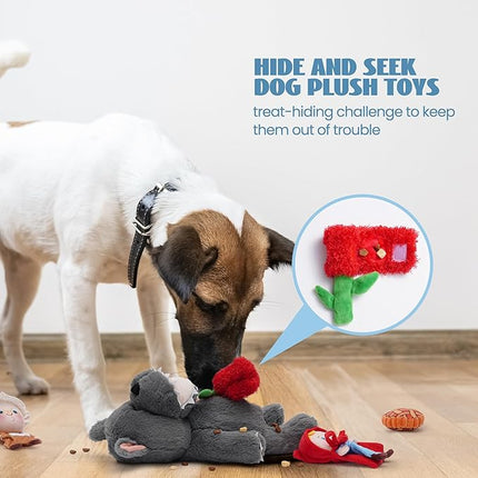 Nocciola Fairy Tale Squeaky Dog Toys, Cute Interactive Plush Stuffed Hide and Seek Cognitive Puzzle Puppy Crinkle Chew Toy for Small, Medium Breed