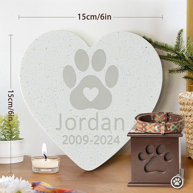 Personalized Pet Stone | Pet Memorial Stone | Dog Memorial Stone | Pet Memorial Gift | Pet Loss Gift | Pet Memorial | Dog Memorial | Cat Memorial | Loss of a Dog - Paw Print with Heart