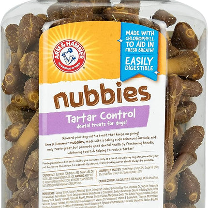 Arm & Hammer for Pets Nubbies Dental Treats for Dogs with Baking Soda and Calcium, Treat Chews Help Fight Bad Breath, Plaque & Tartar, Peanut Butter, Value Bucket, 139 Pcs, 6-pk (Packaging May Vary)