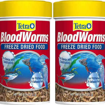 Tetra BloodWorms 0.25 Oz, Freeze-Dried Food for Freshwater and Saltwater Fish, Seafood(Pack of 2)