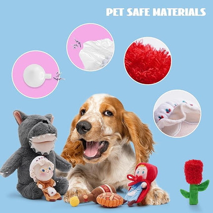 Nocciola Fairy Tale Squeaky Dog Toys, Cute Interactive Plush Stuffed Hide and Seek Cognitive Puzzle Puppy Crinkle Chew Toy for Small, Medium Breed