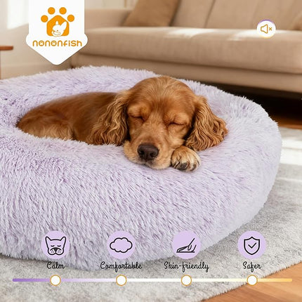 Dog Beds for Medium Dogs Washable 30 Inches Gradient Purple Fits up to 45 lbs Pets Beds Fluffy Anti Anxiety