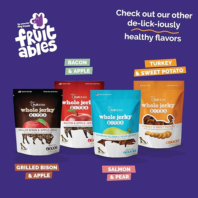 Fruitables Small Dog Treats – Whole Jerky Bites – Healthy Treats – Turkey & Sweet Potato Flavor – 5 Ounces