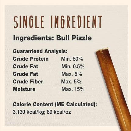 Cadet Bully Sticks for Extra-Small Dogs, All-Natural Beef Pizzle, Rawhide-Free Long-Lasting Dog Chews for Aggressive Chewers, 8 oz