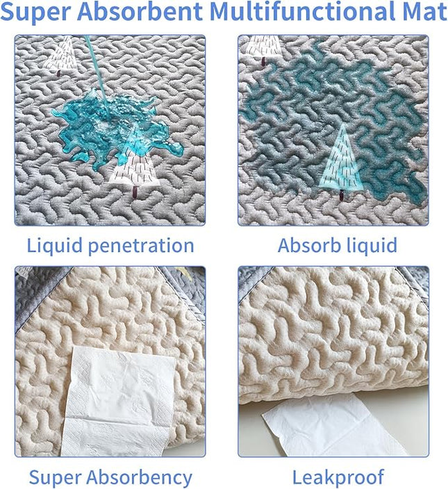 New Upgrade Dog Playpen Mat Crate Mat Puppy Pads,Leak-Proof Dog Crate Pad,Anti-Slip Bottom[PLAYPEN NOT Included ] Reusable Whelping Playpen Crate Reusable Washable Pet Mattress Pad Pet Training Pad