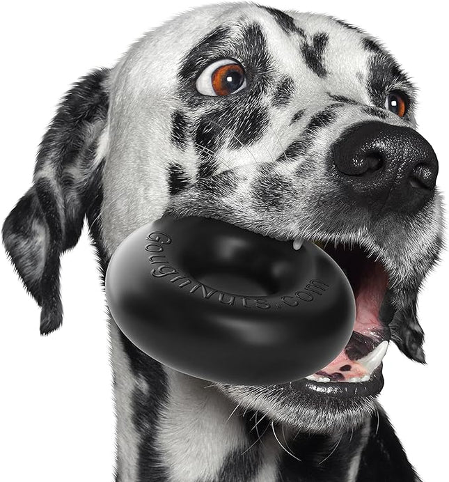 Goughnuts — Dog Toys for Aggressive Chewers | Virtually Indestructible Dog Toys for Medium Breeds Such as Pit Bulls | Heavy Duty Dog Toy | Black