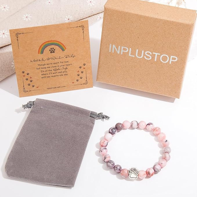 Pet Memorial Gifts for Dogs, Dog Memorial Gifts for Loss of Dog, Dog Loss Sympathy Gift, Pet Memorial Bracelet for Men Women Who Loss of Dog Cat, Dog Passing Away Remembrance Gift