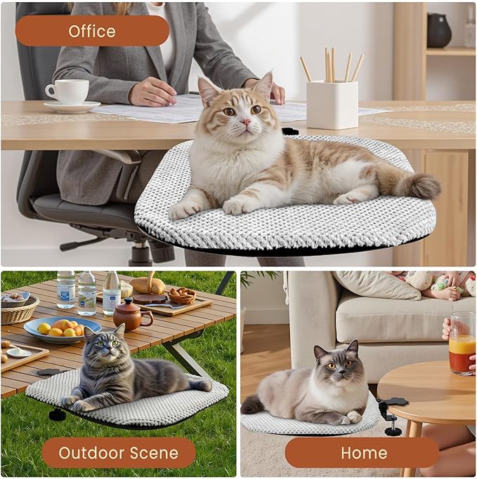BESTISAN Durable Cat Bed Desk-Metal Frame &Flannel Fabric Soft Cover,Sturdy&Comfortable for Indoor Pets,Spacious Cat Beds for Office Desk and Game Island Table,Removable Washable,Supports to 30 lbs