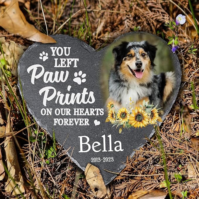 Gabita Custom photo Dog Memorial Stone, Pet Memorial Gifts for Dogs, Dog Memorial Stone, Personalized Pet Grave Markers Headstone Cemetery Decorations for Pet