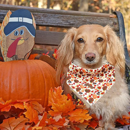 Lionheart glory Turkey Dog Bandanas Fall 1 Pack Washable Soft Dogs Scarf, Square Adjustable Girl or Boy Dog Bandanas for Small Dogs Holiday