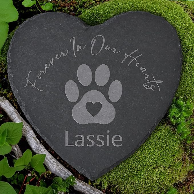 Personalized Pet Memorial Stone, Dog Memorial Gifts for Loss of Dog, Pet Loss Gifts, Pet Memorial, Loss of Dog Sympathy Gift, Dog Remembrance Gift, Pet Bereavement Gifts - Paw Print in Our Hearts