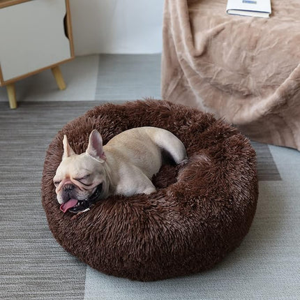 Puppy Beds for Small Dogs Washable Donut Fluffy Soft Dog Bed Anti Anxiety Orthopedic Warm Comfort Pets Beds 23 Inches