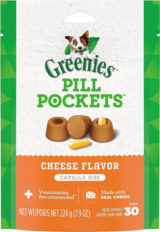 Greenies Pill Pockets for Dogs Large Size, Soft Dog Treats, Cheese Flavor, 7.9 oz. Pouch (30 Treats)