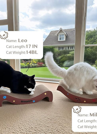 Cat Scratcher, Cat Scratching Board, Cat Scratcher Set, Scratch-Resistant Cat Scratching Post Large (20L X 4H in.) and Small (16.5L X 2.5H in.), Corrugated Cardboard