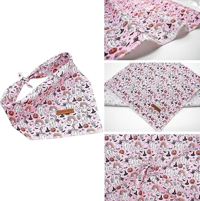 Lionheart Glory Dog Bandana - Halloween Pack, Washable Soft Scarf, Fall Bib for Small to Large Puppies - Adjustable Square Bandana for Boys and Girls