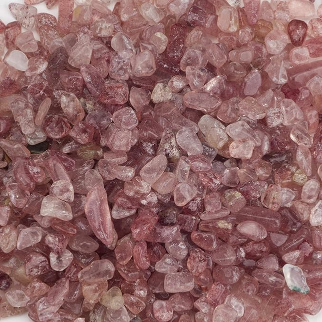 Cherry Tree Collection 1/2 Pound Polished Tumbled Gemstone Chips, Pebbles, Crystal Chips Bulk for Jewelry Making, Healing, Plants, Succulents, Aquariums, Decoration, Chakra (Strawberry Quartz)