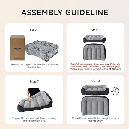 Bedsure XL Orthopedic Dog Beds Large Sized Dog - Extra Thick Supportive Dogs Couch with Waterproof Washable Cover, Extra Large Comfort Pet Bed Sofa with Soft Plush Sherpa and Nonskid Bottom, Grey, 42"