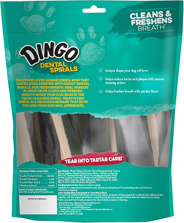 Dingo Tartar and Breath Dental Spirals for All Dogs, 15-Count (Pack of 4)