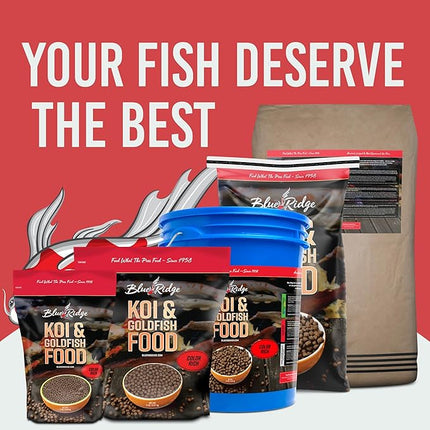 Blue Ridge Koi Fish Food 50lb - Koi Food Color Growth Formula, Goldfish Food, Premium Fish Food for Ponds, Ponds Fish Food, Floating Pond Pellets
