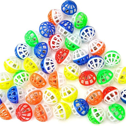 CHIWAVA 45PCS 1.6" Cat Toy Balls with Bells - Plastic Lattice Jingle Balls for Kittens, Interactive Chasing & Pounce Rattle Toys, Assorted Colors