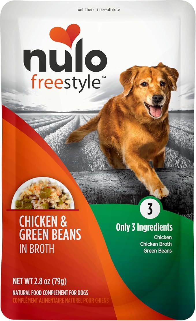 Nulo Freestyle Chicken & Green Beans in Broth Real Meat Dog Food Topper, 2.8 Ounce (Pack of 6)